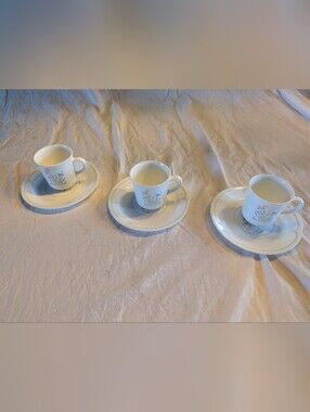 2/40$ Corningware White Coffee Cup and Saucer Set Pink and Green Floral Motif